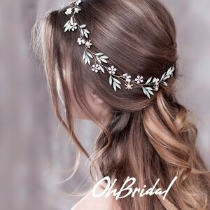 NWOT Gold Leaf and Sage Coloured Floral Bridal Hair Vine